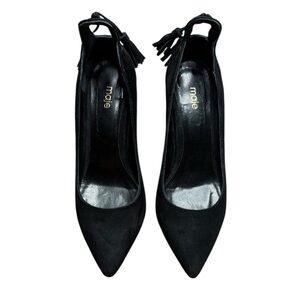 Maje Black Suede Leather Pointed-toe Tassel Pump Heels Size 7.5
